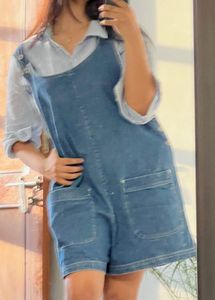 Denim baggy overall