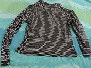 Cotton black and white stripe top