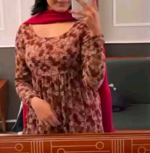 Floral Anarkali Suit with Dupatta