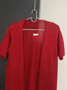 Vibrant Red Knit Cardigan