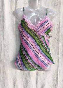 Vintage Striped Lace Trim Cami Top