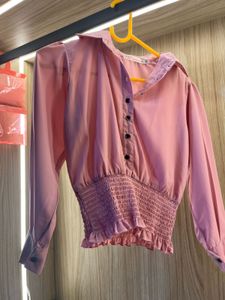 Chic Smocked Waist Button-Up Top