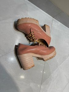 Patent Lace-Up Block Heels