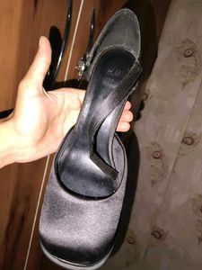 Chic Black Satin Block Heels