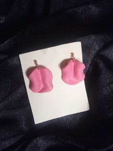 Pink Rose Petal Earrings
