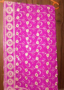 Vibrant Fuchsia Embroidered Saree