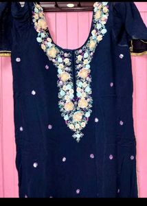 Elegant Navy Blue Embroidered Kurta Set