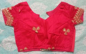 Red Embroidered Saree Blouse