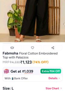 Black cord Set with Floral Embroidery
