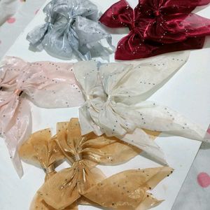 Silver Hair Bows (Set of 2)