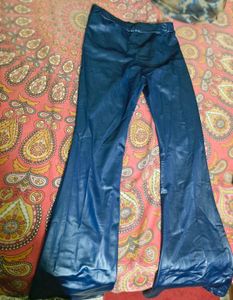 Shiny Blue Flared Pants