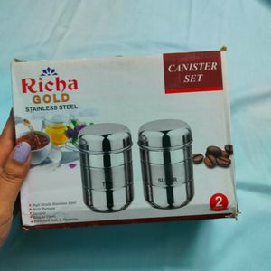 Stainless Steel Tea &amp; Sugar Containers 2 Pc Set