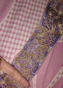 neavy blue lace net zari work dress material
