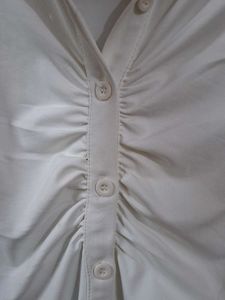 Ruched Button-Up crop Shirt/never used stretchable