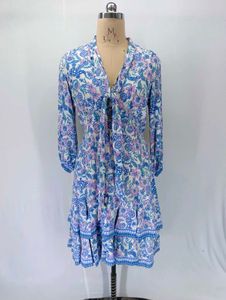 Boho Floral Print Tiered Mini Dress