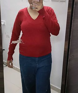 Cozy Red V-Neck Sweater