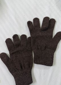 Brown Knitted Winter Gloves