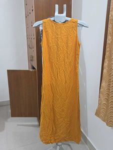 Orange Kurta with Embellished Neckline