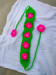 Green Floral crochet Headband