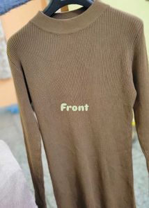 Brown Knit Bodycon Dress