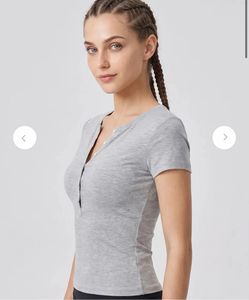 Grey Henley Button Up T-Shirt