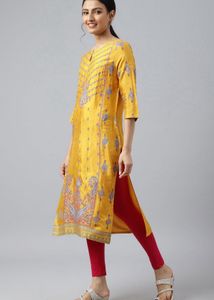 Elegant Yellow Printed Kurta