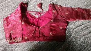saree with Fancy Lace Border and blouse
