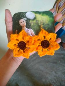 Sunflower Crochet Earrings