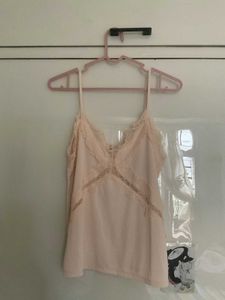 h&m lace trimmed ponte-di-roma strappy top