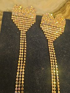 Sparkling Heart Dangle Earrings