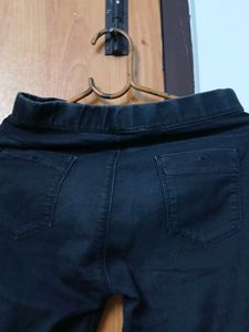 Comfy Black Faded Elastic Waist Skinny Pants
