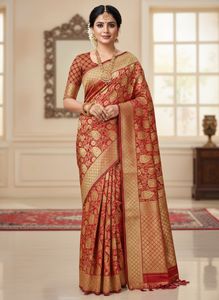 Elegant Red & Gold Silk Saree
