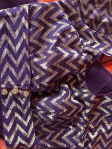 Elegant Purple Saree with Brocade Blouse
