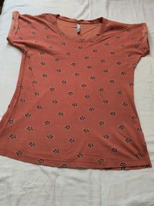 Coral Floral Print T-Shirt