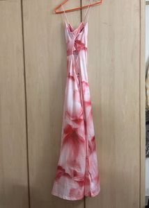 Light Pink Backless Floral Maxi Dress