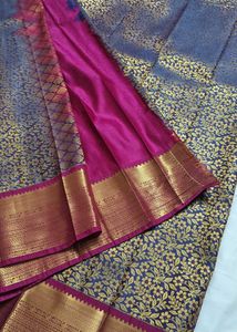 Beautiful Blue Floral Silk Saree