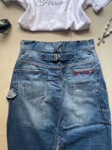 Distressed Denim Skirt