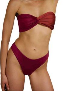 Stylish Ombre Twist Bandeau Bikini Set