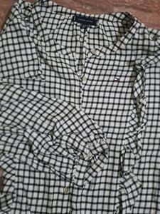 Cute Ruffled Gingham Button-Up Top