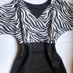 Zebra Print Black Bodycon Dress
