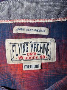 Men's Red &amp; Blue Plaid Flannel Shirt M Size🖐🏻