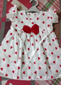 Cute White Dress with Red Hearts