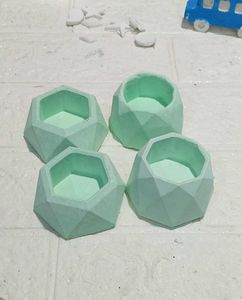 Set of 4 Geometric Concrete candle holder Planters