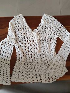 Boho Crochet Top - Woollen + Front open