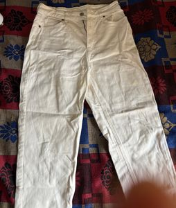 H&amp;M High Waist White Trouser jeans  (women)