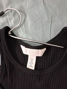 Black Ribbed Cutout Tank Top