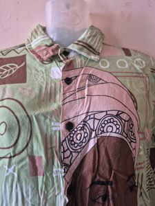 African Print Button-Up Shirt