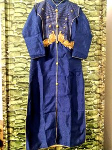 Vintage Blue Embroidered Kurti
