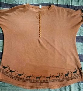 Cute Deer Print Orange Top