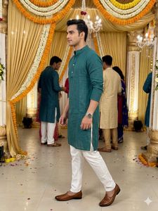 Men's dark green Kurta pyjama set